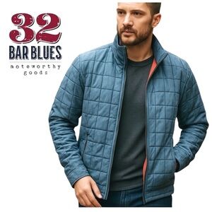 32 Bar Blues Men’s Quilted Full-Zip Jacket. Dark Denim. Large. NWOT